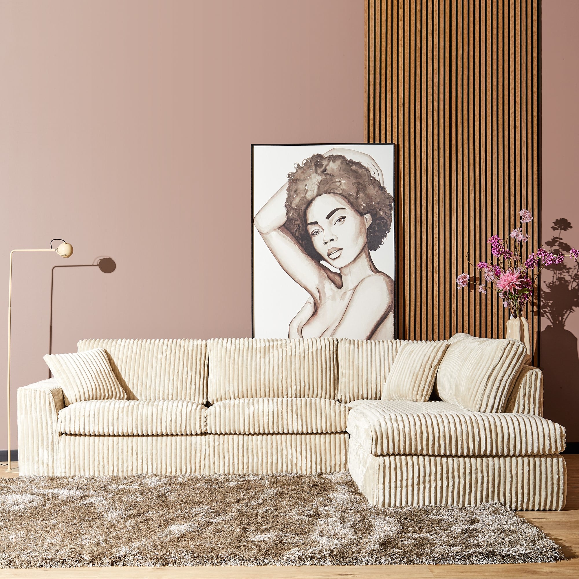 Starfurn MySofa Teddy | 2,5 zits + Divan Rechts | Beige