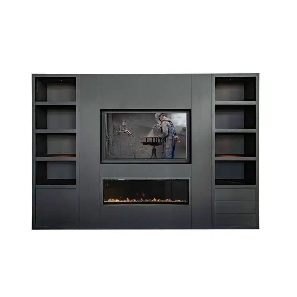 Van der Drift cinewall 55 inch Marque met open vak voor inbouwhaard type XXX 195x40x230 cm eiken