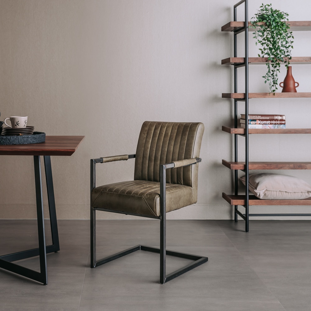 Tower Living eetkamerstoel Ferro met arm groen