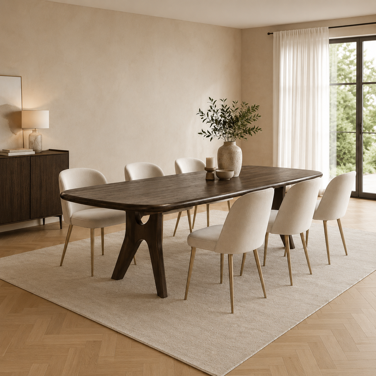 Nijwie MySons Eetkamertafel 200, langwerpig met ronde hoeken, Mango Espresso Brown - Addo Table Collection