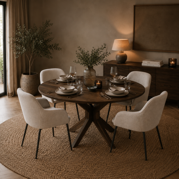 Nijwie MySons Eetkamertafel Ø130, Acacia Marron Brown - Gemini Table Collection