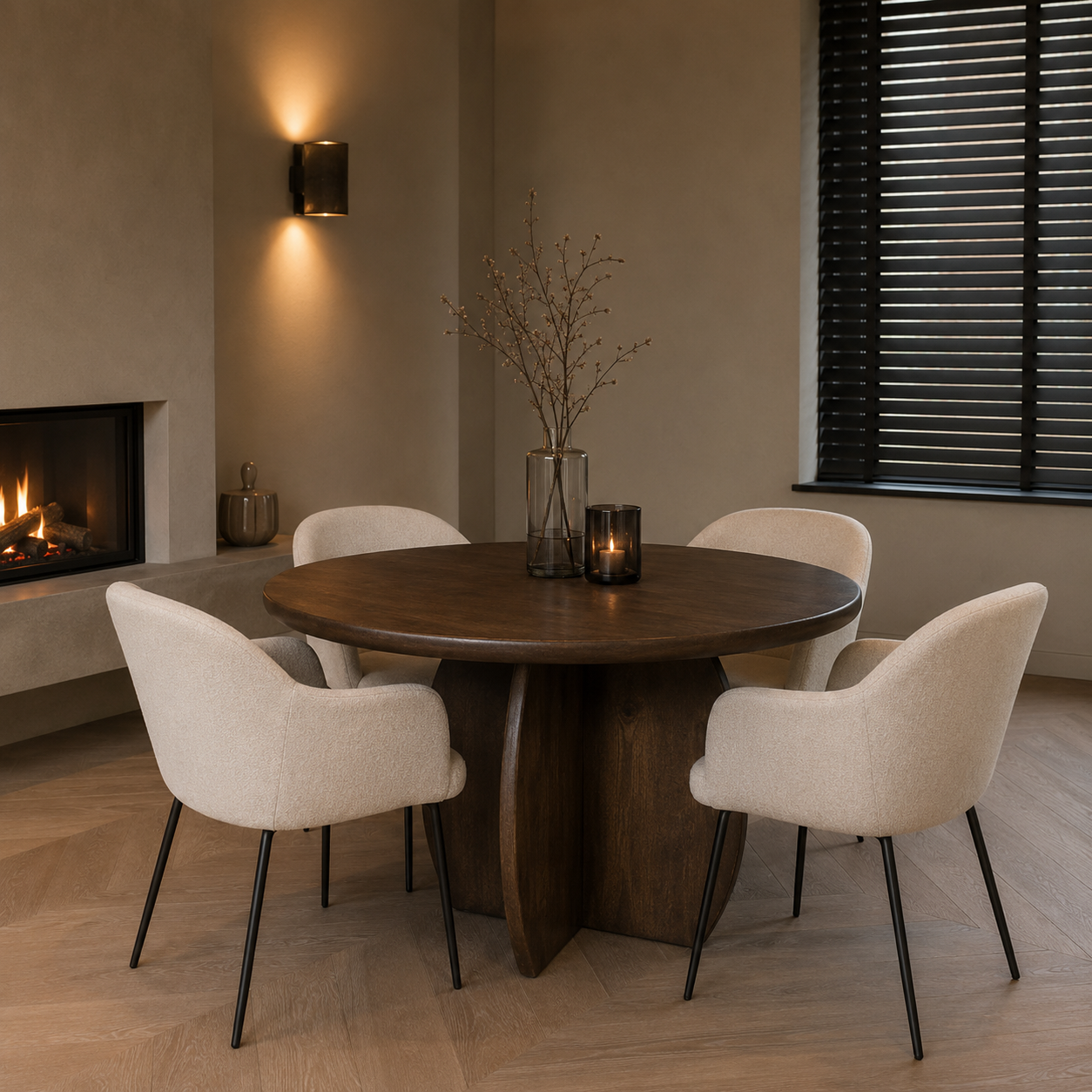 Nijwie MySons Eetkamertafel Ø130, Mango Brown Walnut - Belly Table Collection