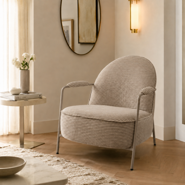 Nijwie MySons Elton fauteuil - Sand Frame - Rib - Sand - Unique Collection