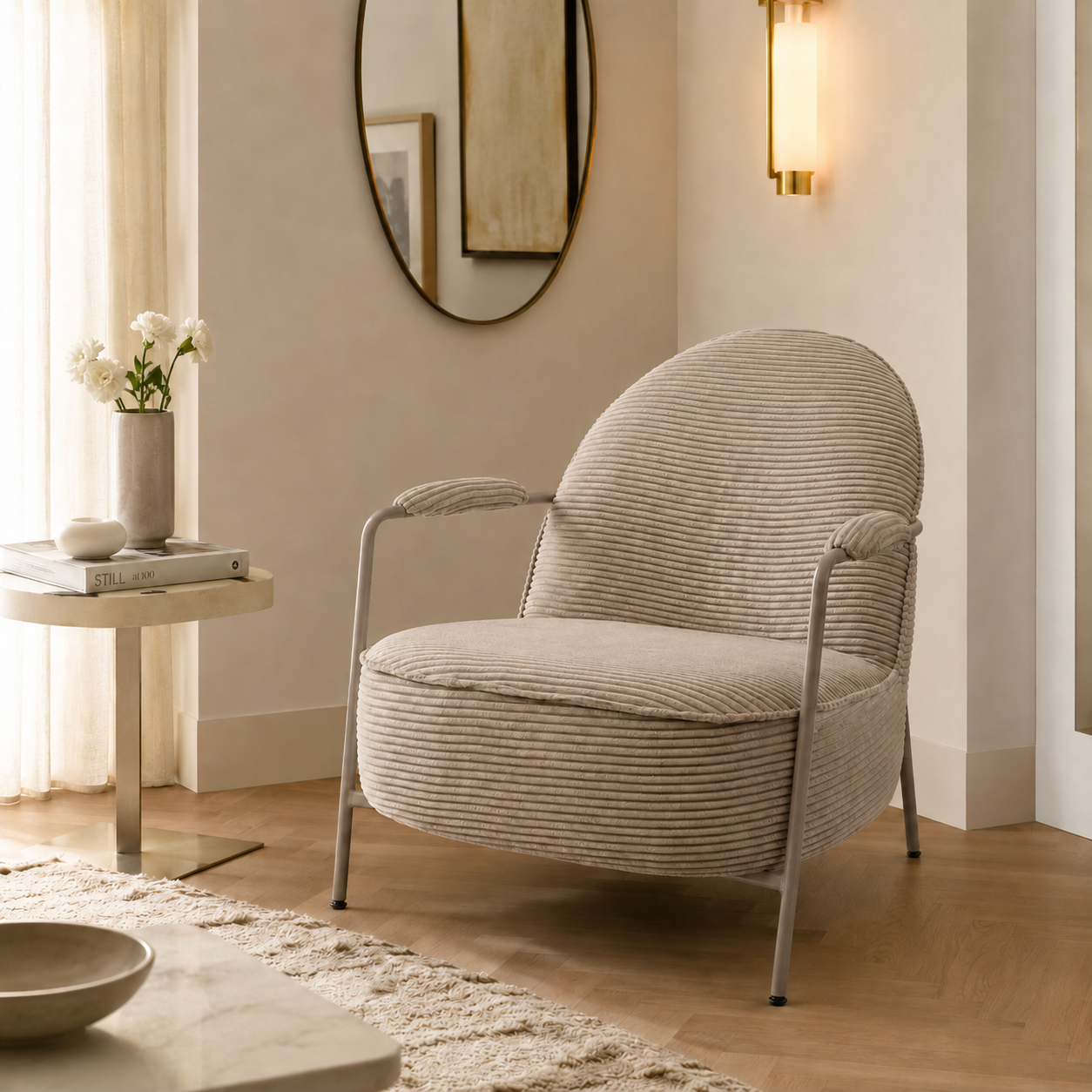 Nijwie MySons Elton fauteuil - Sand Frame - Rib - Sand - Unique Collection
