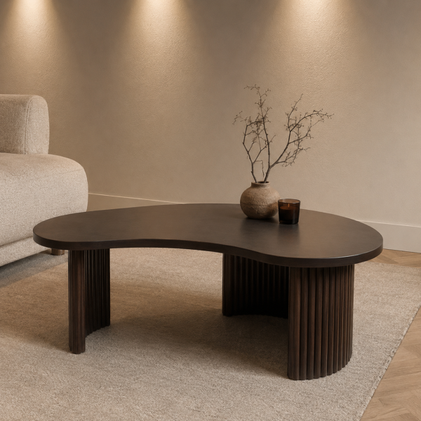 Nijwie MySons Firenze salontafel 125, boon vorm, Mango Brown Walnut – Mix & Match Collection