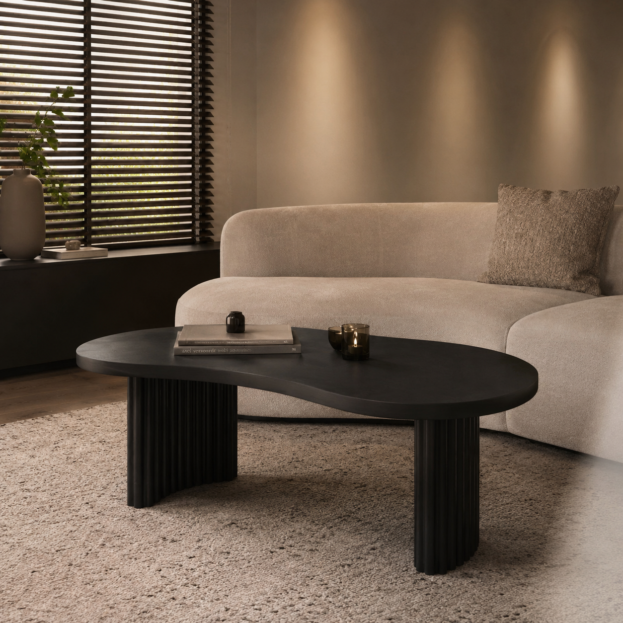 Nijwie MySons Firenze salontafel 85, boon vorm, Black – Mix & Match Collection