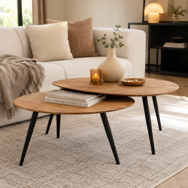 Nijwie MySons Kassel salontafel organisch, set van 2, Smooth Natural (17mm) - Must Have Collection
