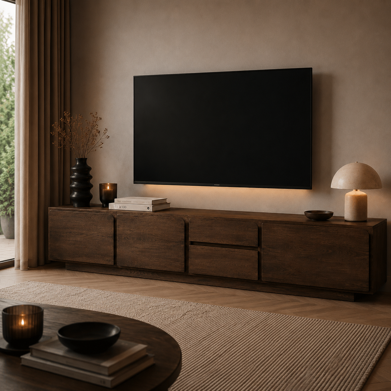 Nijwie MySons TV dressoir 190 met 3 deuren en 2 lades, Mango Dark Malt - Bloemfontein Collection