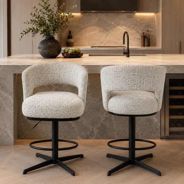 Nijwie MySons barstoel Bruce - draaipoot 360 - Coco - Salt 'n Pepper 80 - Star Collection