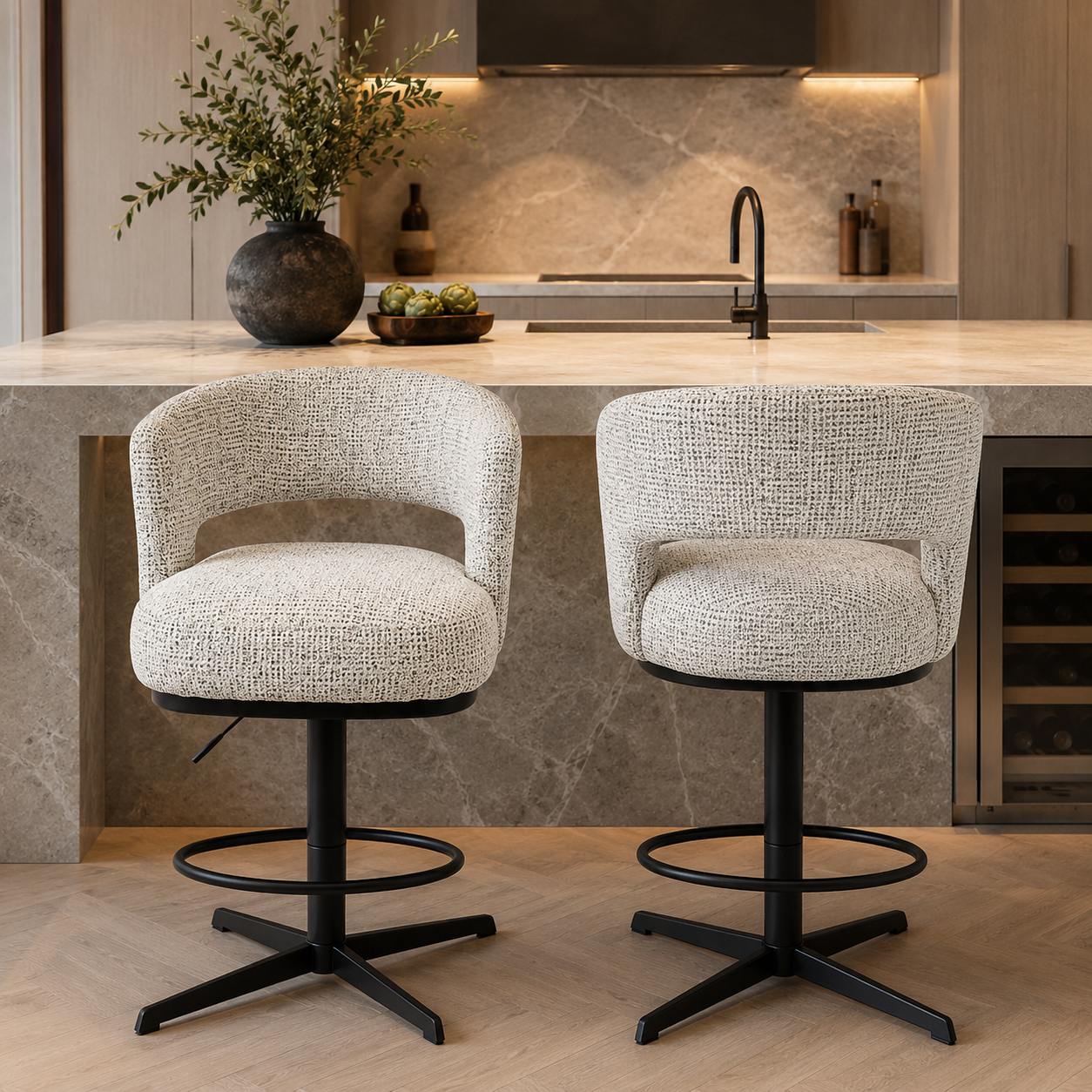 Nijwie MySons barstoel Bruce - draaipoot 360 - Coco - Salt 'n Pepper 80 - Star Collection