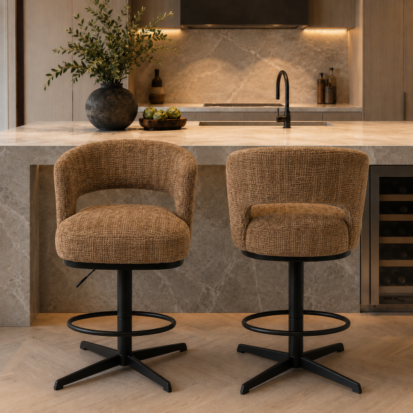 Nijwie MySons barstoel Bruce - draaipoot 360 - Cremona - Cinnamon 18 - Star Collection