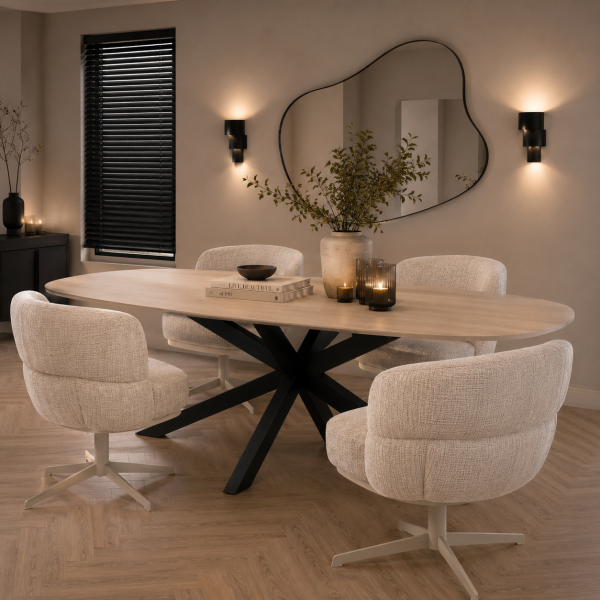 Nijwie MySons eetkamerstoel JLo eetkamerstoel - beige draaipoot 360 - Star Collection
