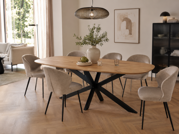 Nijwie MySons eettafel deens ovaal 180x90x78 Mango Smooth Natural – Akagi Table Collection