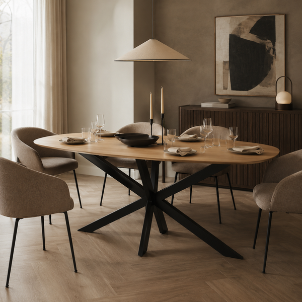 Nijwie MySons eettafel deens ovaal 210x105x78 Mango Smooth Natural – Akagi Table Collection