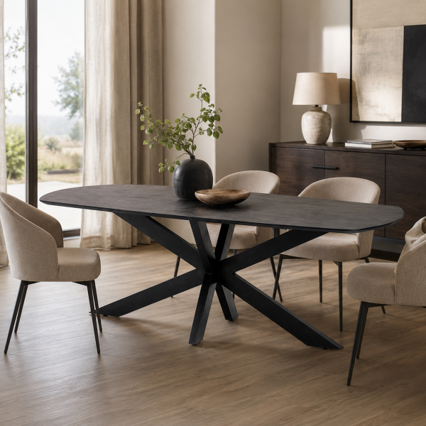 Nijwie MySons eettafel deens ovaal 230x105x78 cm Acacia Black – Akagi Table Collection