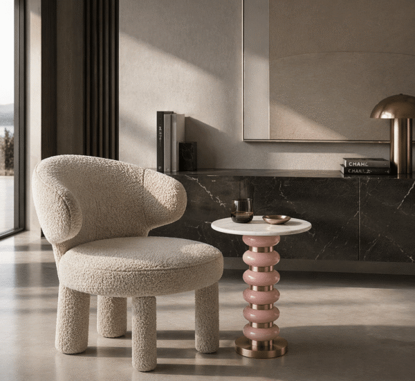 Richmond Interiors bijzettafel Villeray roze 40x40x53 cm marmer