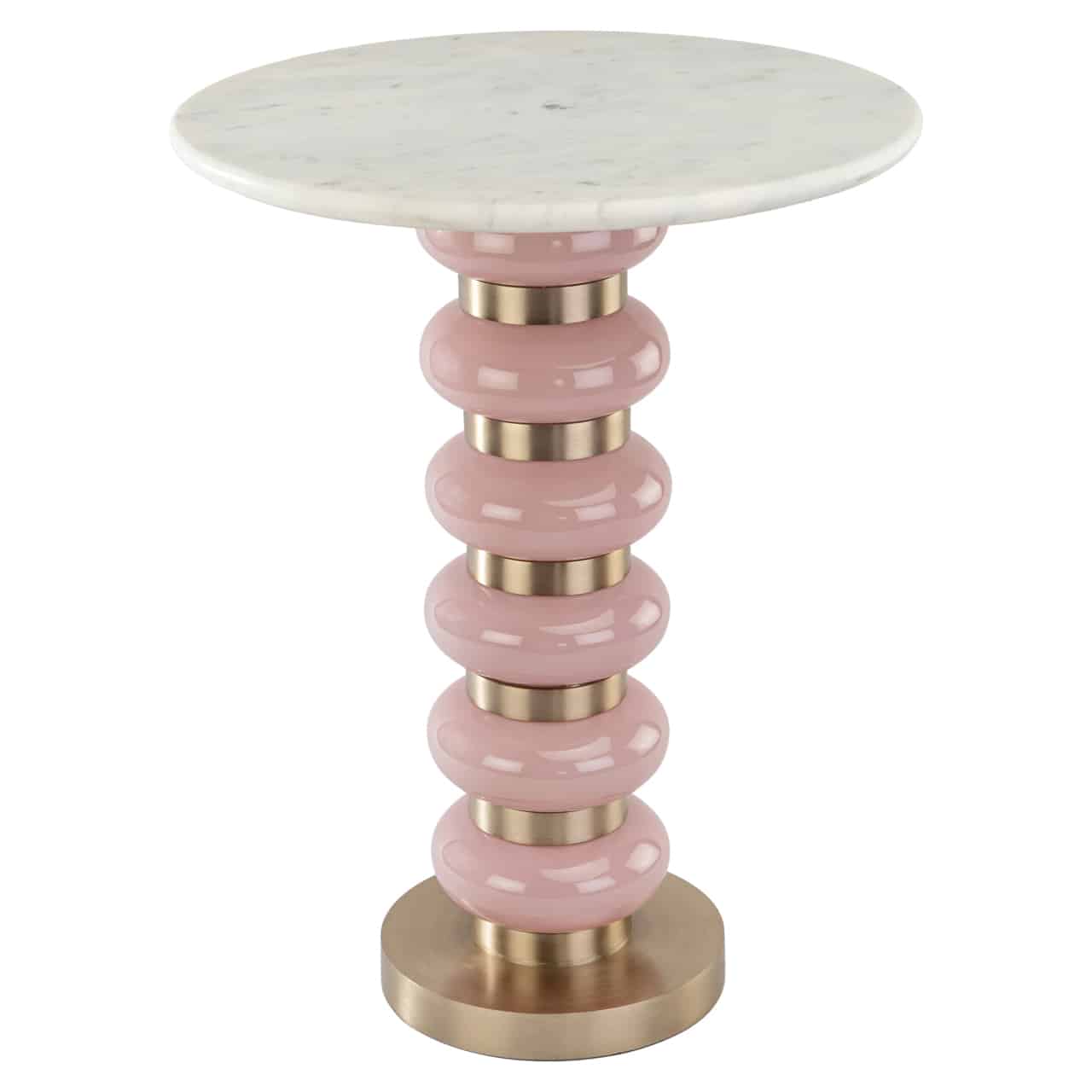 Richmond Interiors bijzettafel Villeray roze 40x40x53 cm marmer
