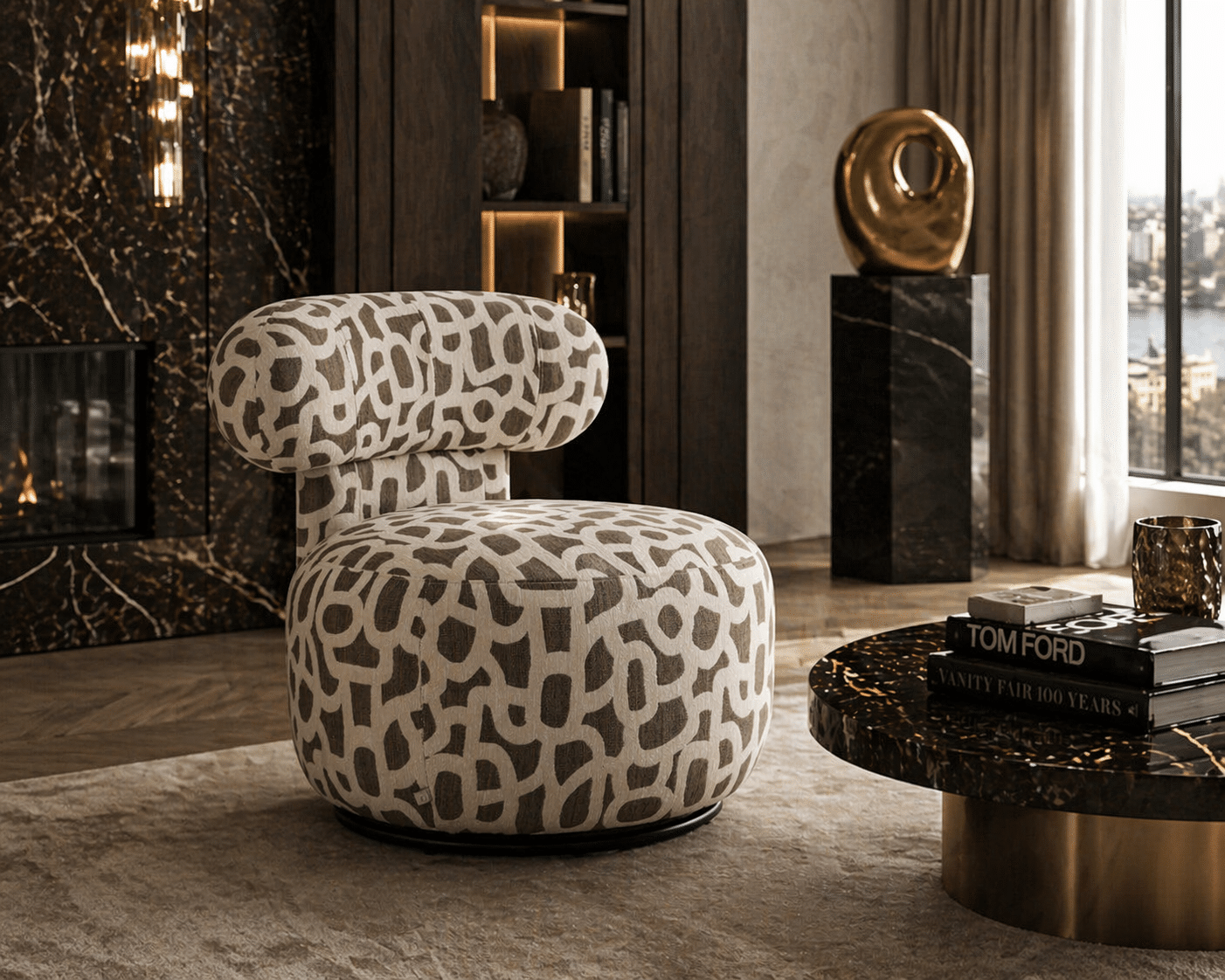 Richmond Interiors draaifauteuil Kaya weave brown