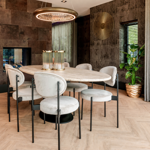 Richmond Interiors eettafel Hampton 230 cm ovaal travertin