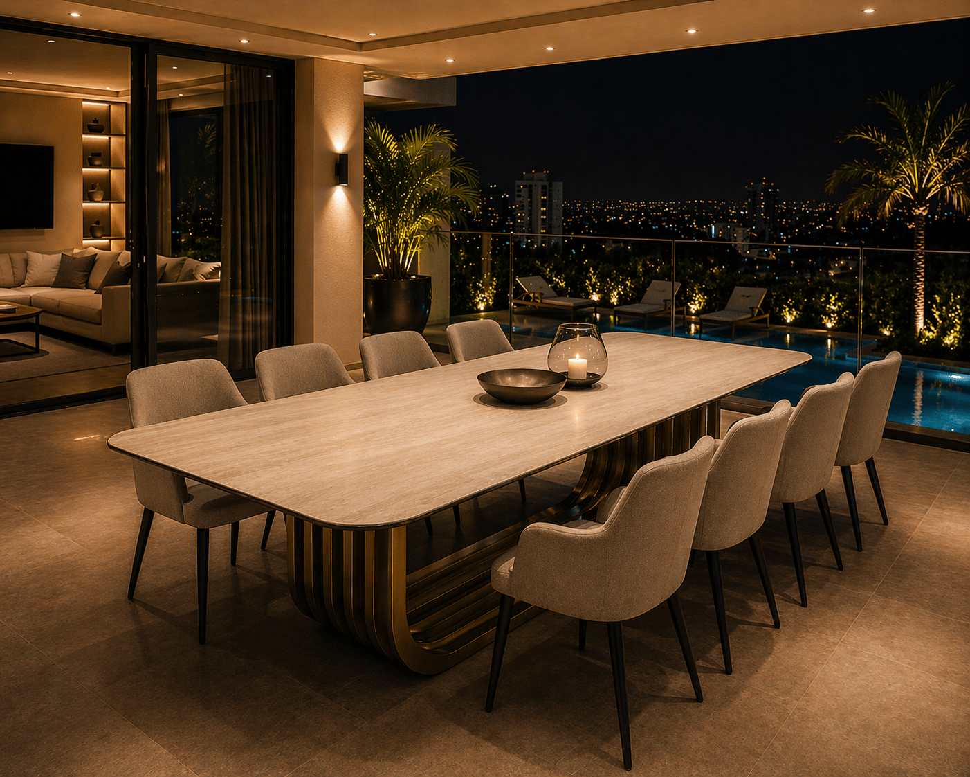 Richmond Interiors eettafel Maxfield 300x120x75 cm keramiek