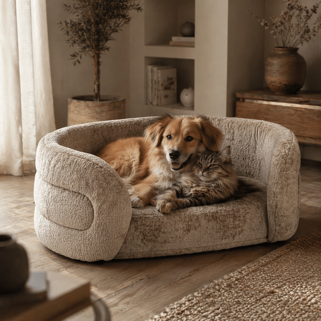Richmond Interiors huisdierenbed Bingo taupe chenille