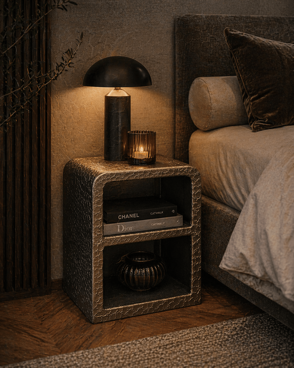 Richmond Interiors nachtkastje Dorma brons 45x35x55 cm metaal