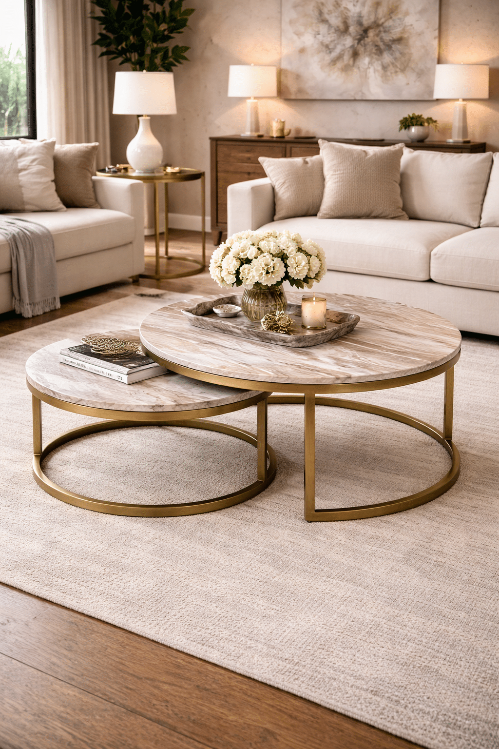 Richmond Interiors salontafel Bottega set van 2 marmer
