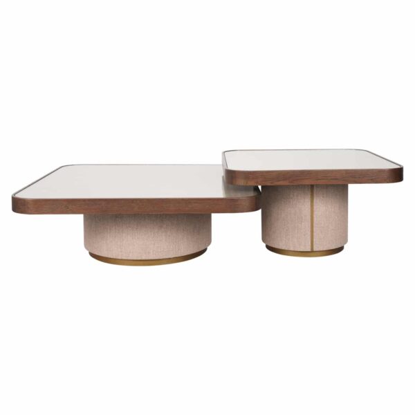 Richmond Interiors salontafel Willox set van 2 linnen/glas