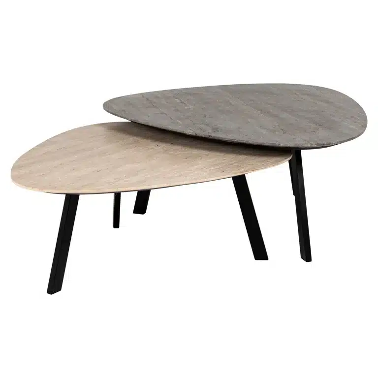 Richmond Interiors salontafel set Spencer 95x85x37 cm travertin