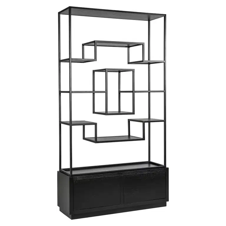 Richmond Interiors wandkast Bonvoy 120x40x222 cm eiken zwart