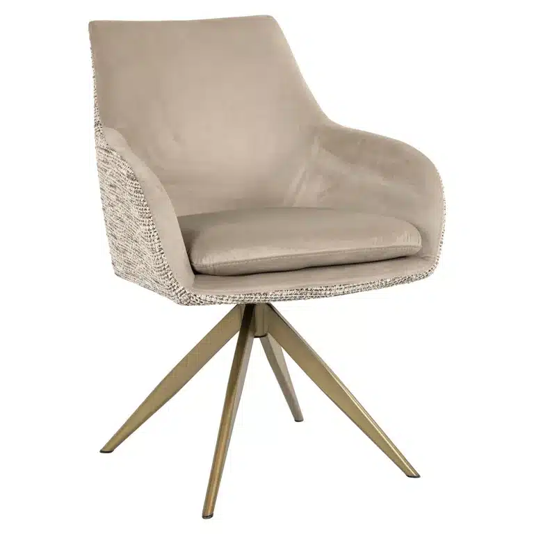 Richmond interiors eetkamerstoel Lisonne draaibaar met arm be trendy nature/ Khaki velvet