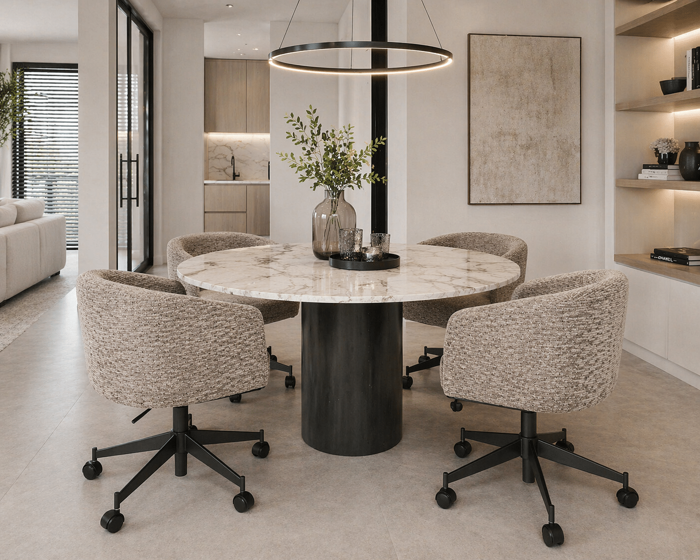 Richmond interiors eetkamerstoel Rochenne draaibaar met arm mocca