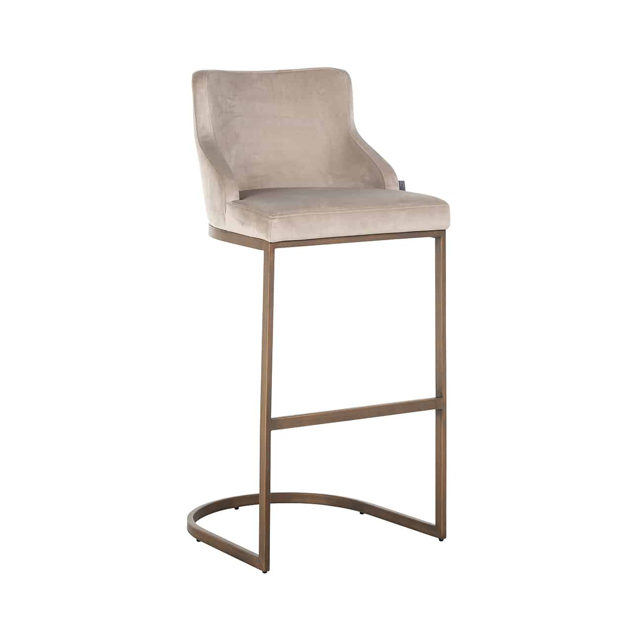Richmond Interiors barstoel Bolton khaki velvet poot geborsteld goud