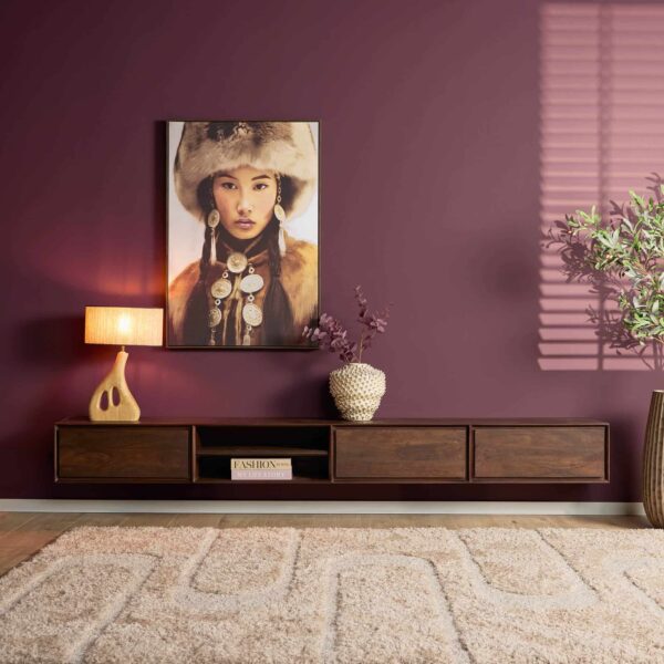 Starfurn Zwevend tv meubel Ambiance Bruin Mangohout 280 cm