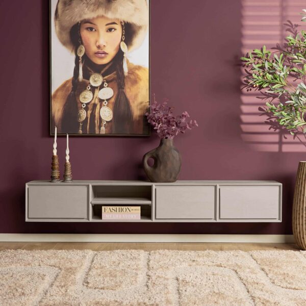 Starfurn Zwevend tv meubel Ambiance Taupe Mangohout 200 cm