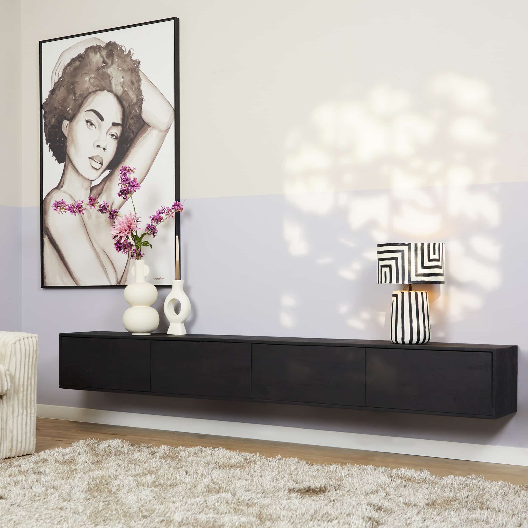 Starfurn Zwevend tv meubel Vision Black | 240 cm