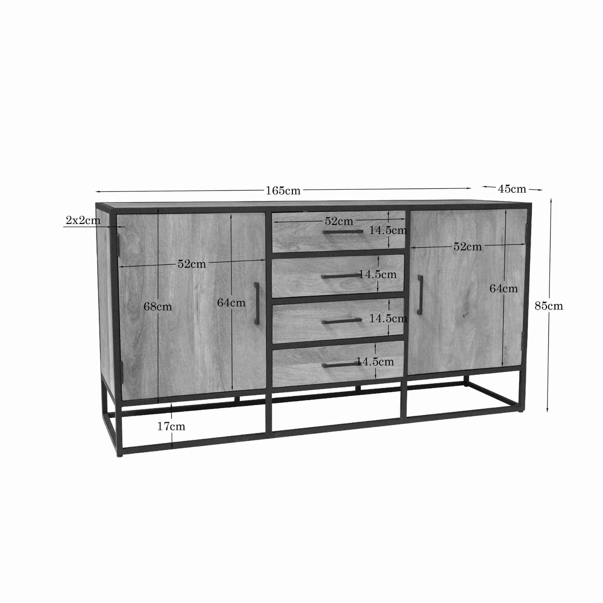 Starfurn Dressoir Dakota Naturel Mangohout 165 cm