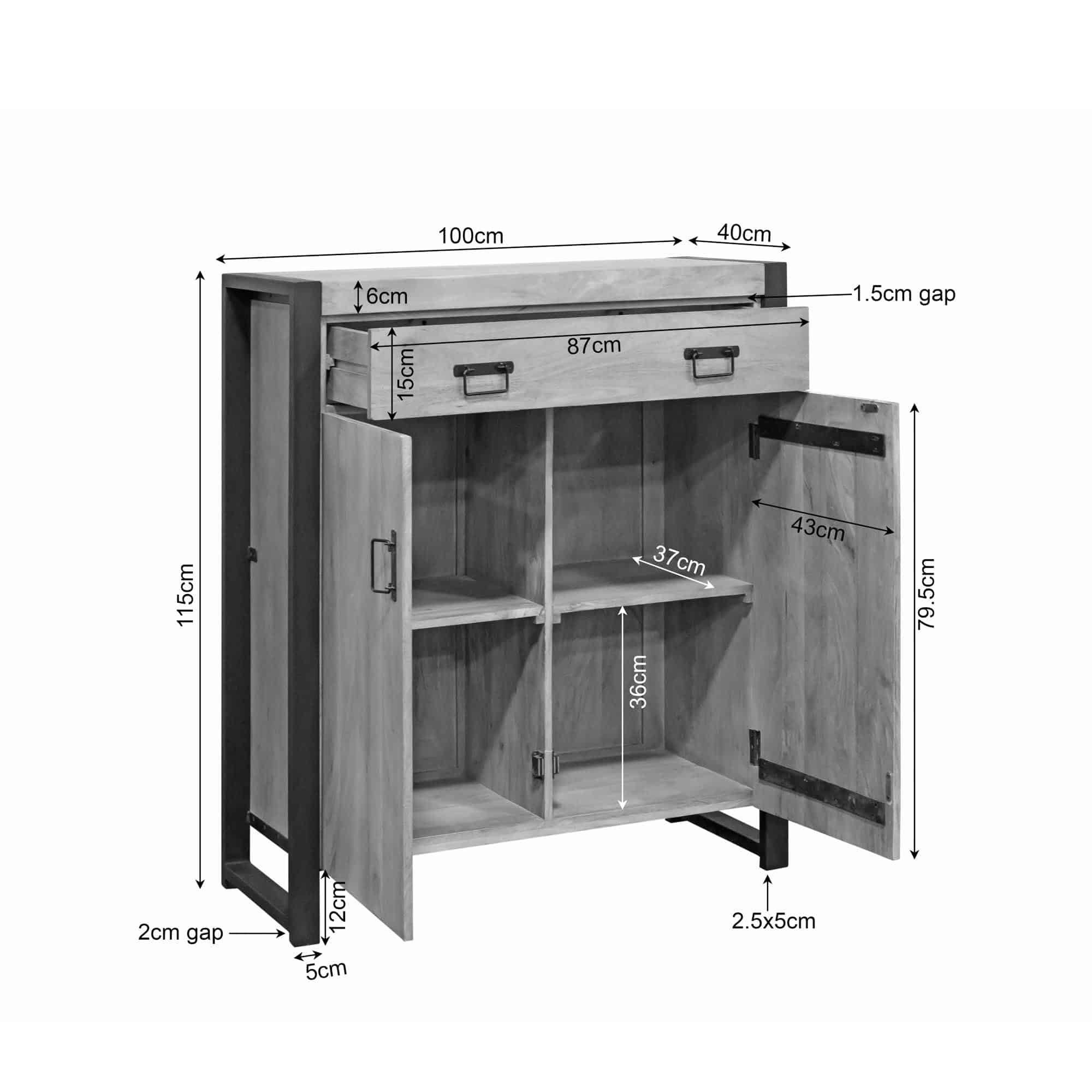 Starfurn Kabinet kast Britt Naturel Mangohout 100 cm