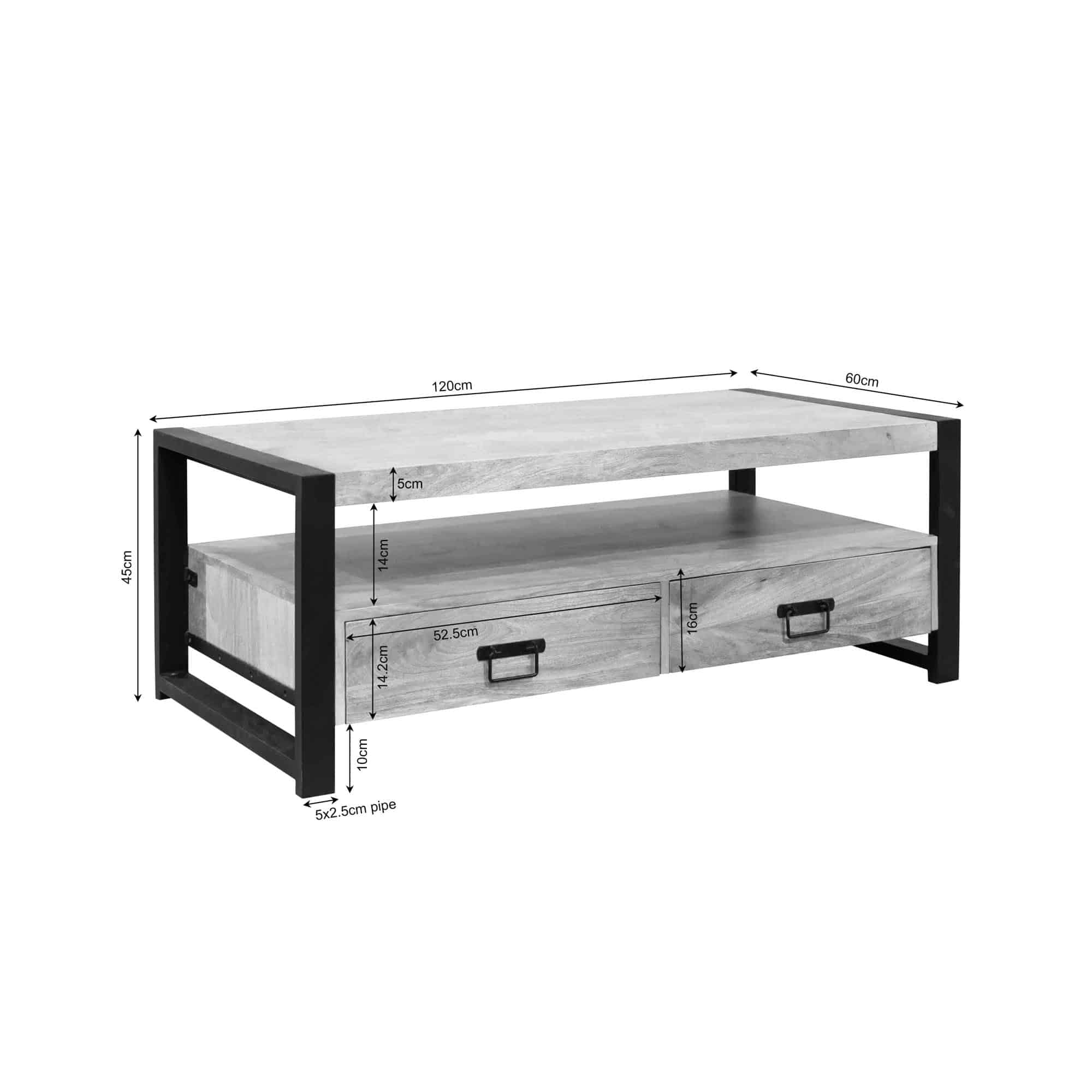 Starfurn Salontafel Britt met vier lades Naturel Mangohout 120 cm