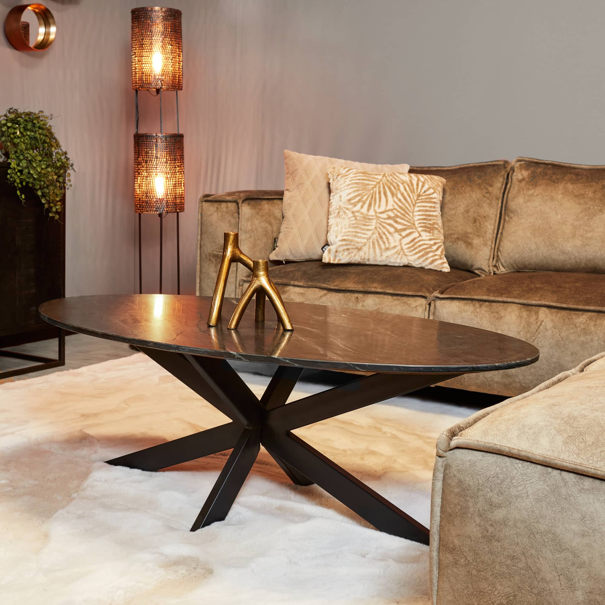 Starfurn Salontafel Faye Black marble | 120 cm | Ovaal