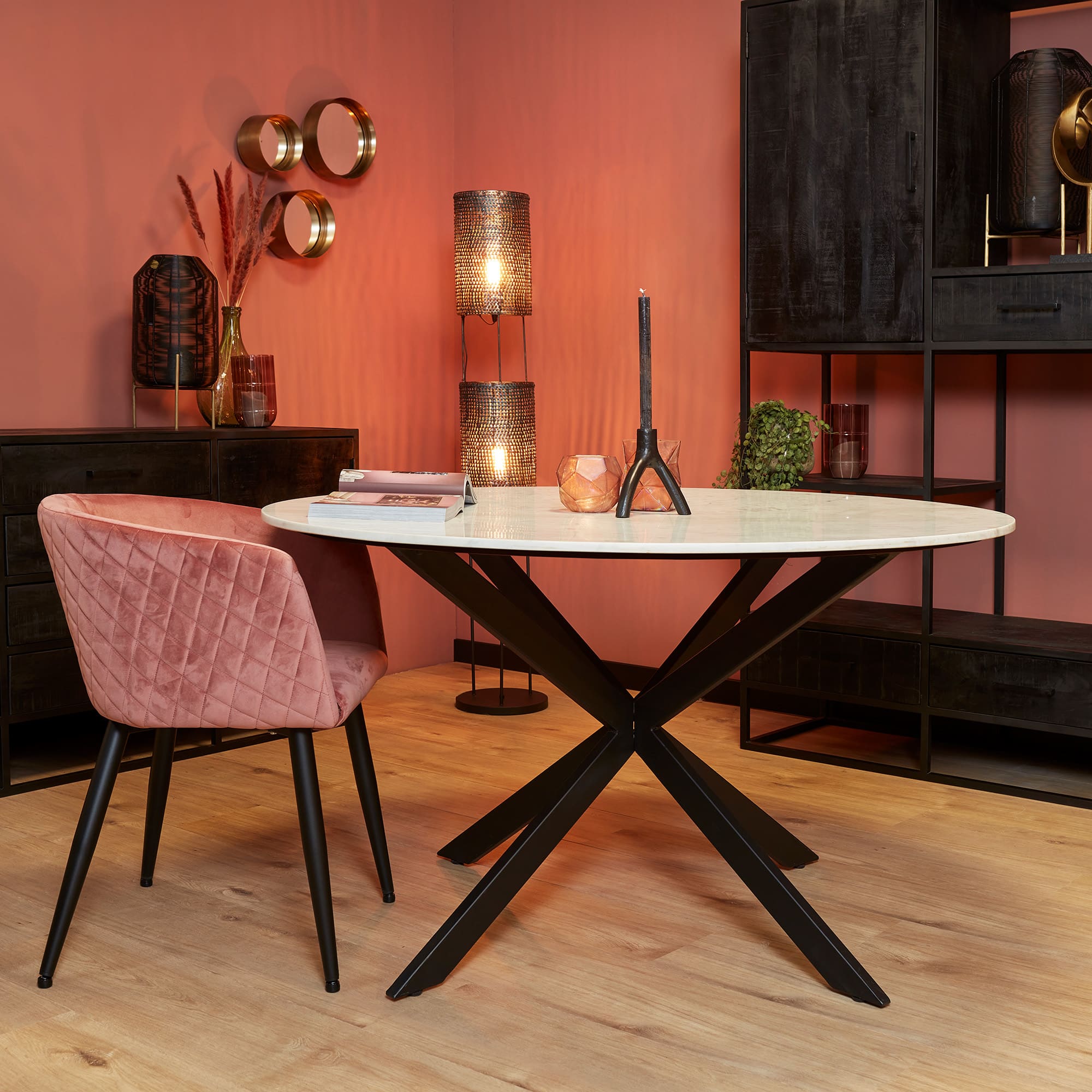 Starfurn Eettafel Lynn White marble | 130 cm | Rond
