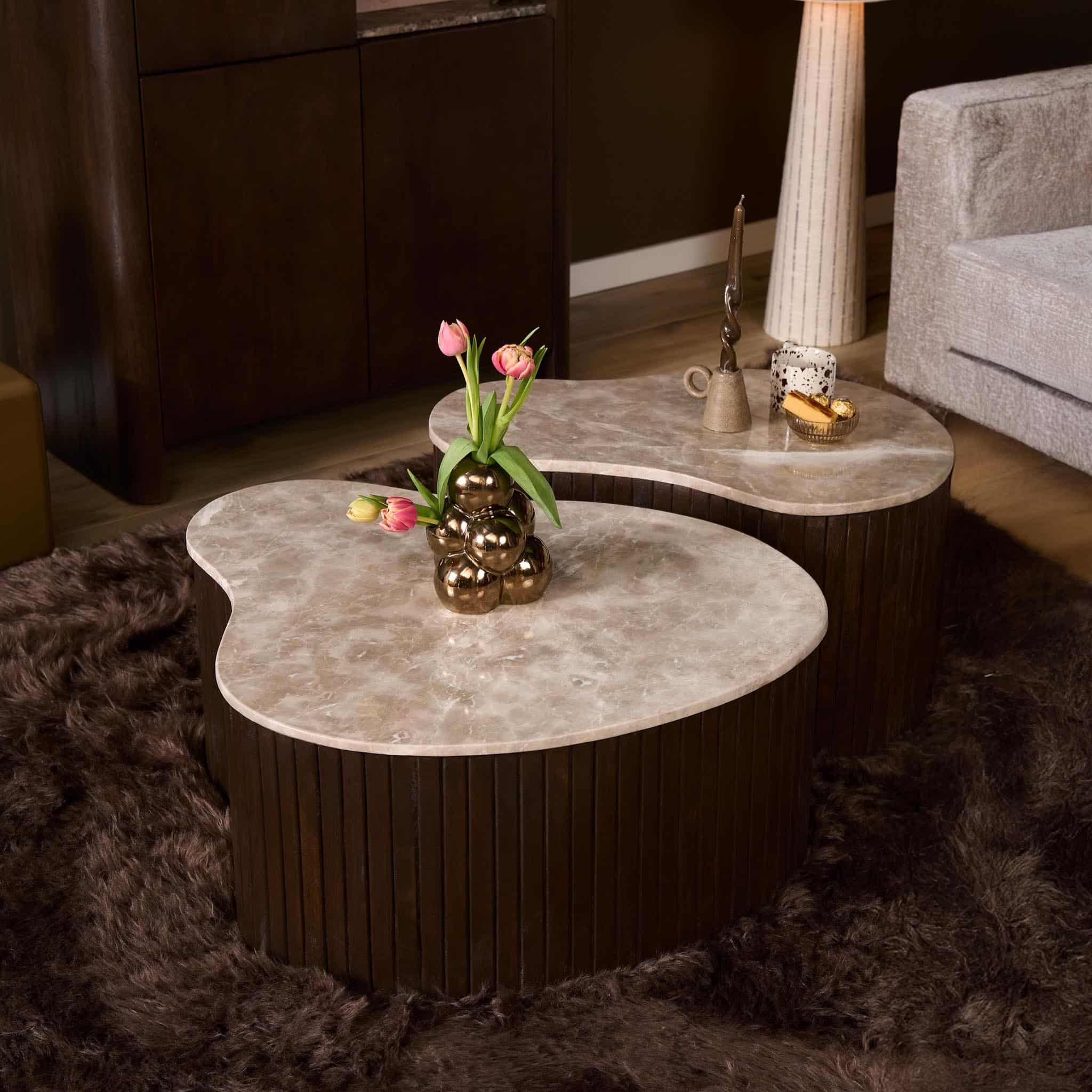 Starfurn Salontafel Nomi Bruin Marmer 70 cm