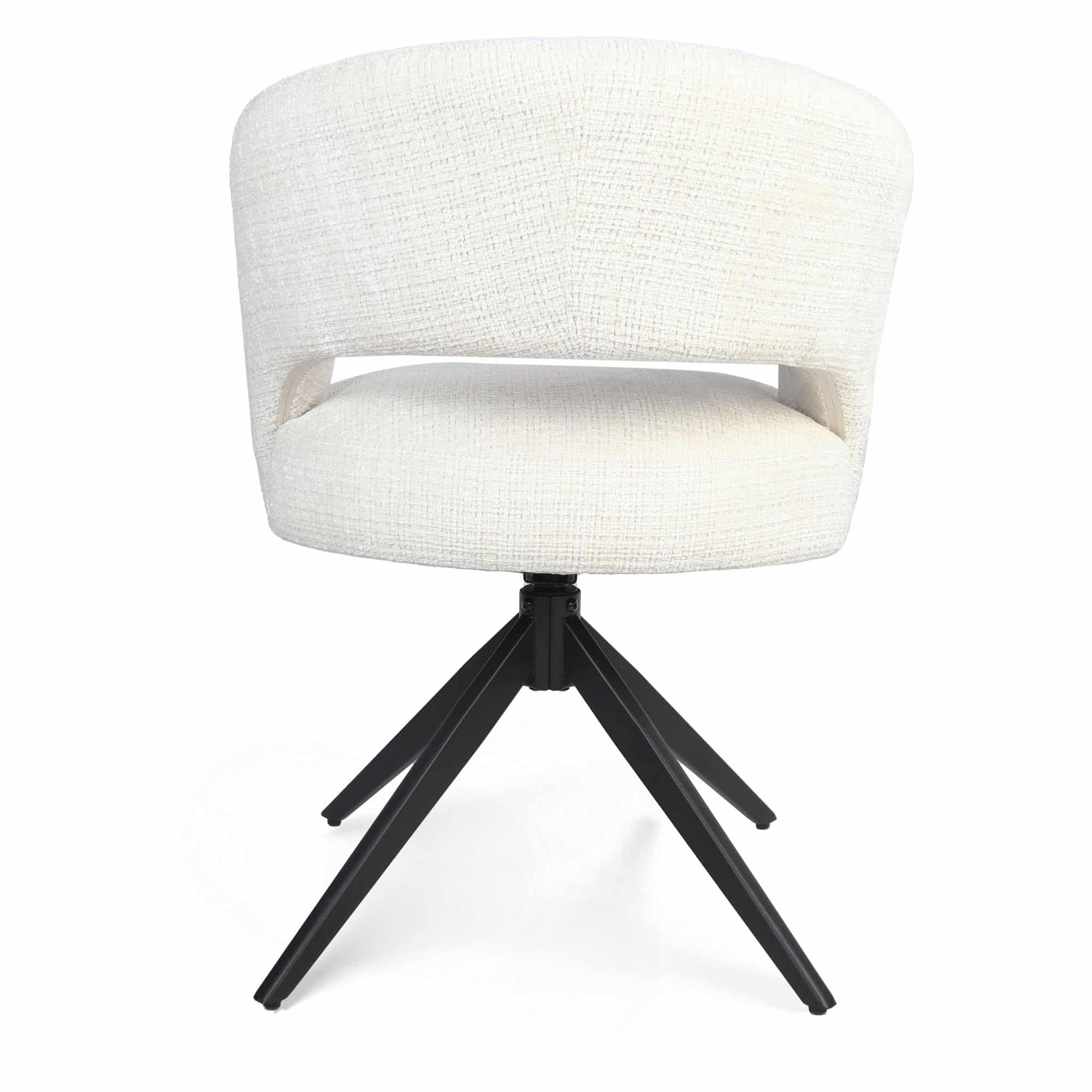 Starfurn Draaibare eetkamerstoel Demi met armleuning Off White Poot Zwart