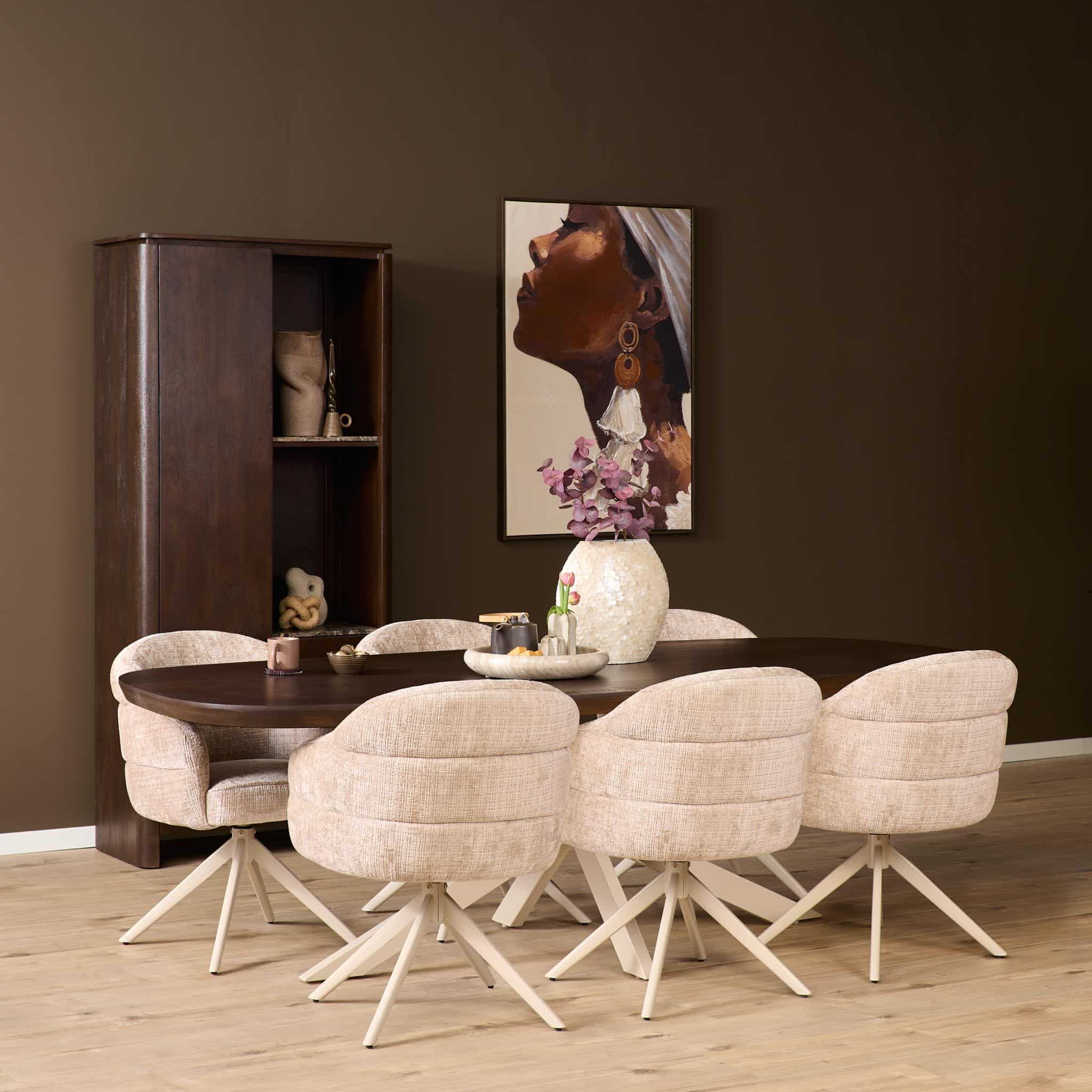 Starfurn Draaibare eetkamerstoel Bella Beige Poot Zand