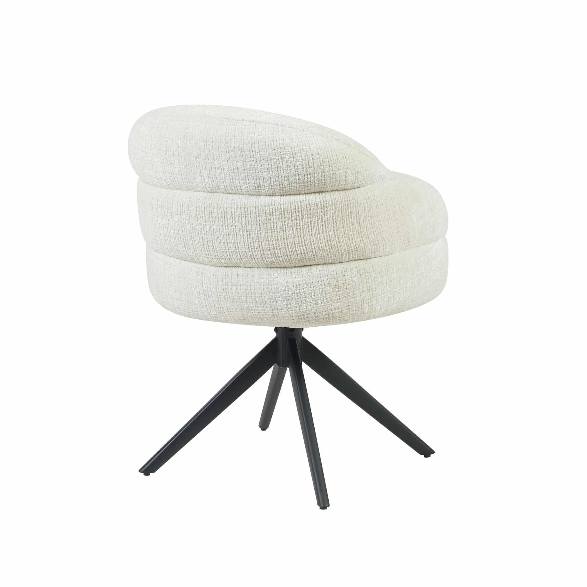 Starfurn Draaibare eetkamerstoel Bella Off White Poot Zwart