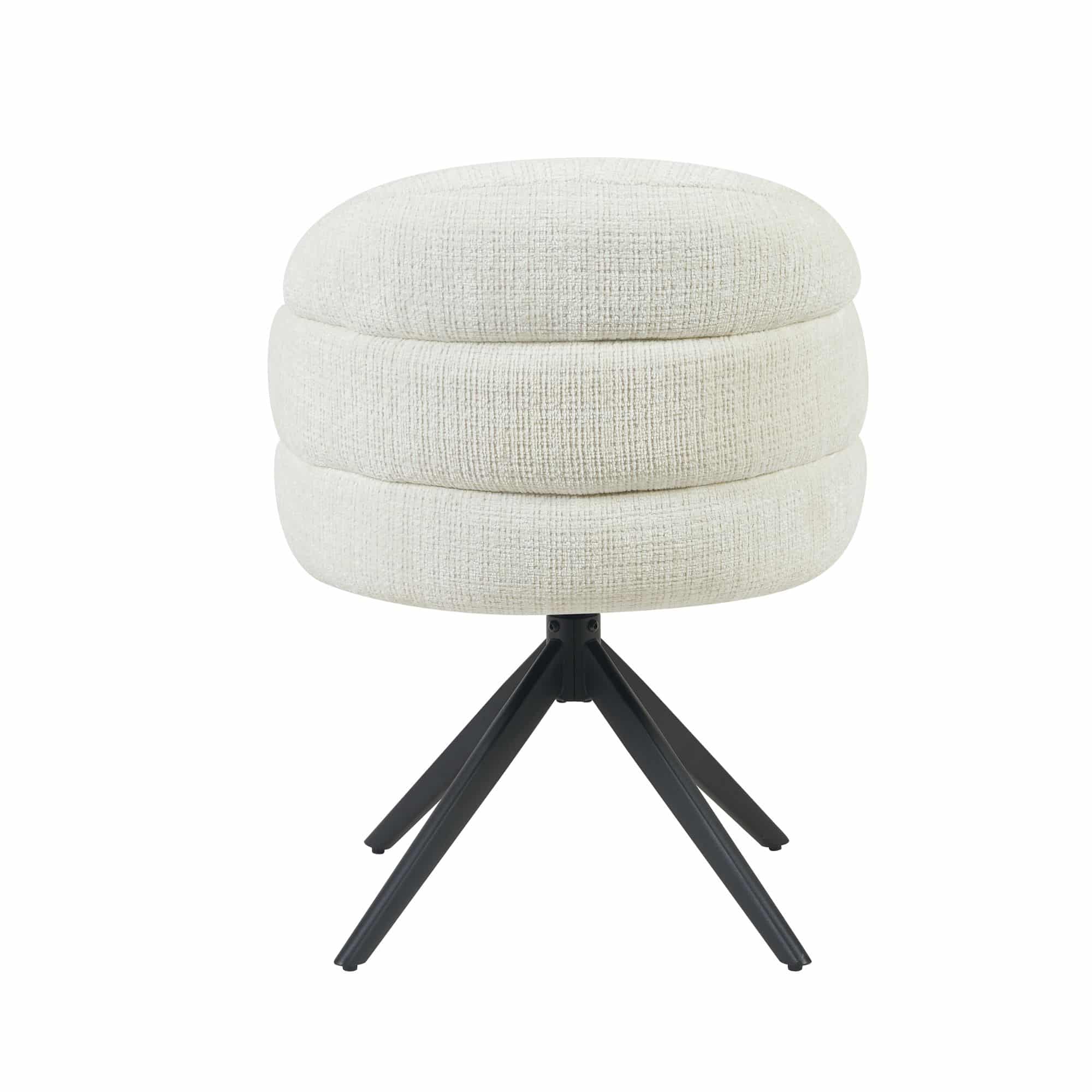 Starfurn Draaibare eetkamerstoel Bella Off White Poot Zwart