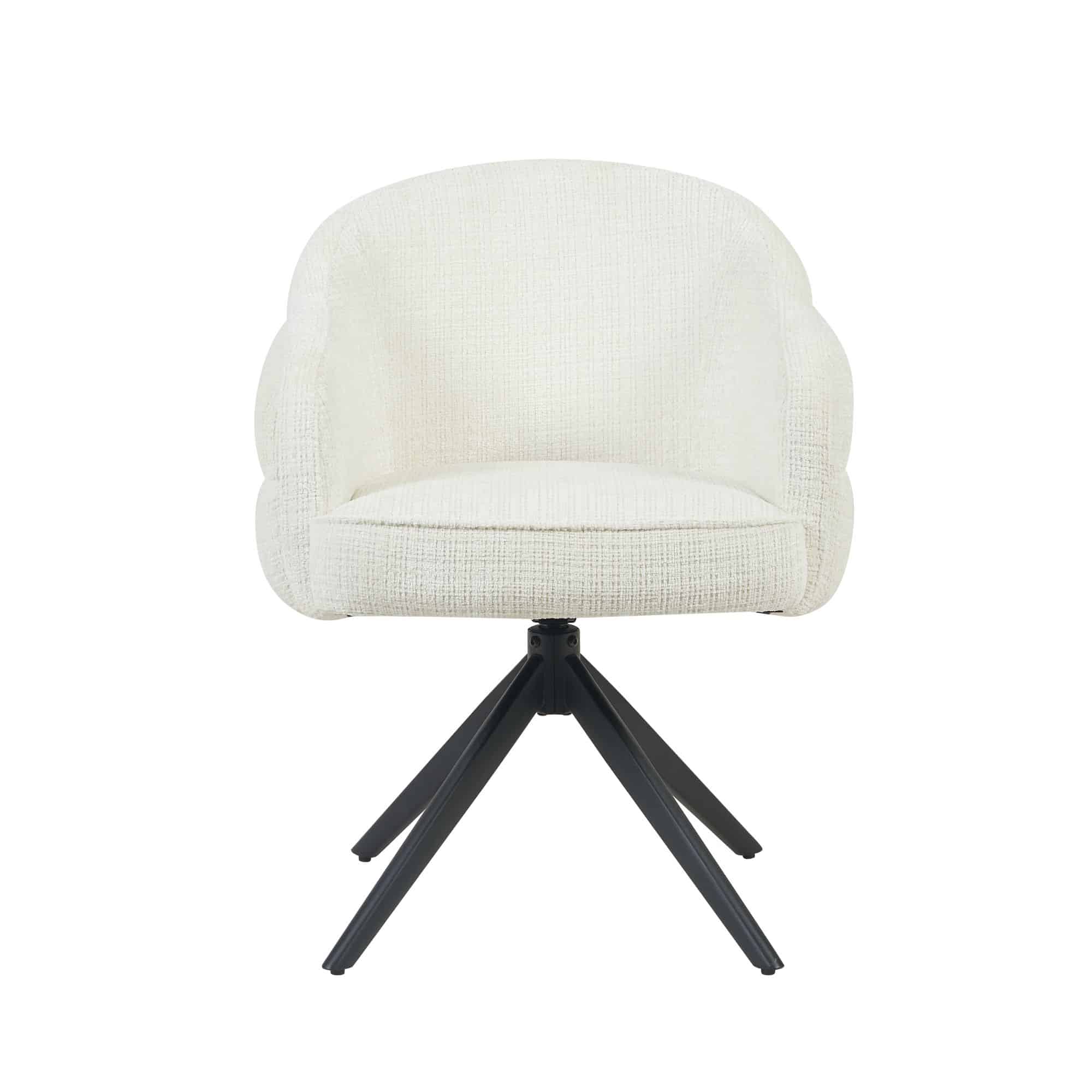 Starfurn Draaibare eetkamerstoel Bella Off White Poot Zwart