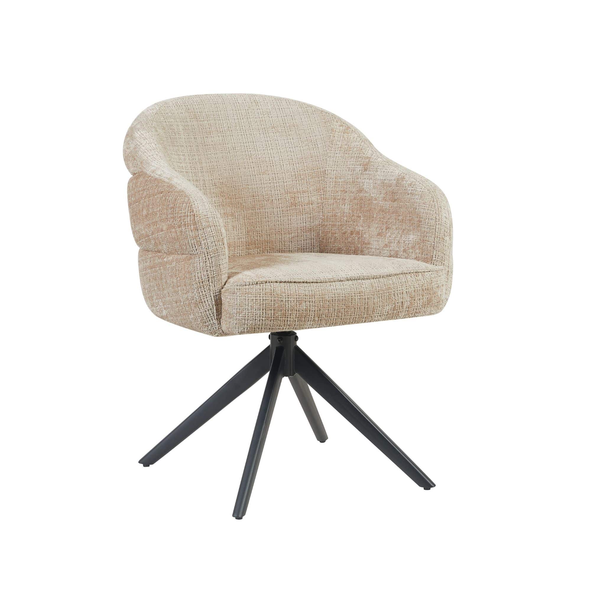 Starfurn Draaibare eetkamerstoel Bella Beige Poot Zwart