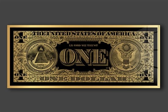 Schilderij Glamorous One Dollar Gold glans aluminium
