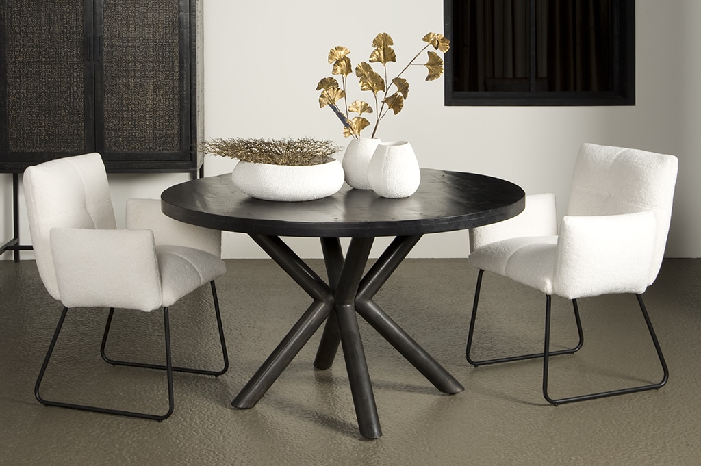 Tower Living eettafel Selva rond zwart mangohout